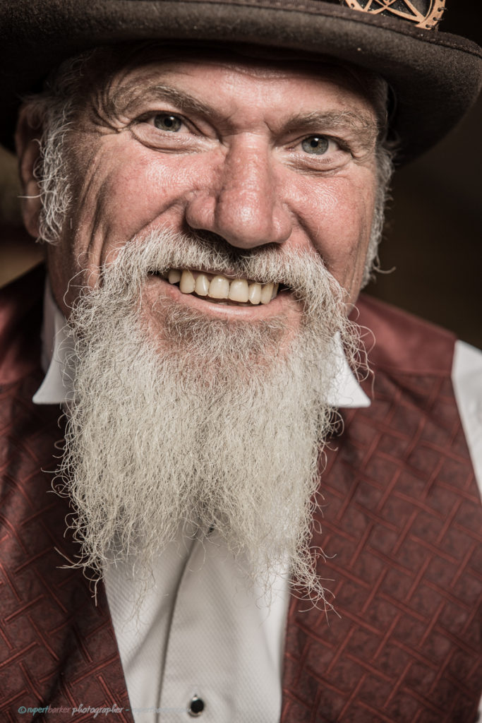 Dave steampunk teardrop camper beard malmesbury character portrait
