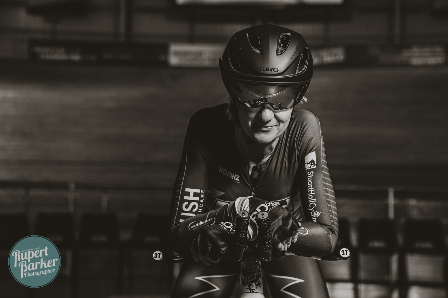 jo Buckland cyclist velodrome newport track cycling portrait colour monochrome